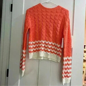 ABOUND Striped Pointella Knit Sweater Women's Size Small, XXS Cozy Top, Peach